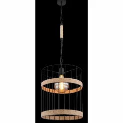 Style Boho-Chic-Luminaires Globo Lighting Suspension Globo HALIA Brun, Noir, 1 lumière
