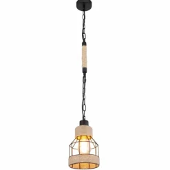 Style Boho-Chic-Luminaires Globo Lighting Suspension Globo HALIA Brun, Noir, 1 lumière