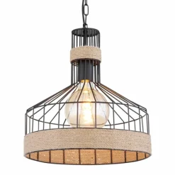 Style Boho-Chic-Luminaires Globo Lighting Suspension Globo HALIA Brun, Noir, 1 lumière