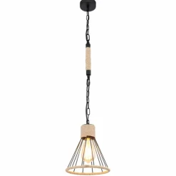 Style Boho-Chic-Luminaires Globo Lighting Suspension Globo HALIA Brun, Noir, 1 lumière