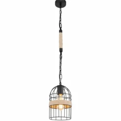 Style Boho-Chic-Luminaires Globo Lighting Suspension Globo HALIA Brun, Noir, 1 lumière