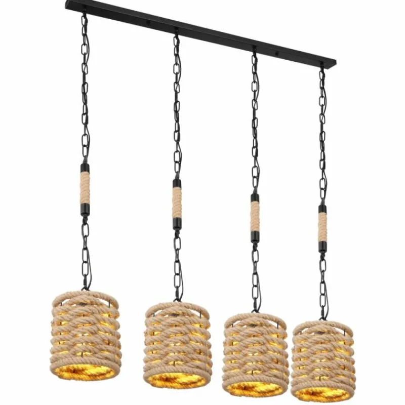 Style Boho-Chic-Luminaires Globo Lighting Suspension Globo HALIA Noir, 4 lumières