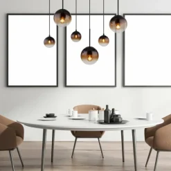 Suspension Verre Fumé-Luminaires Globo Lighting Suspension Globo HALLIE Noir, 6 lumières