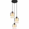 Suspension Verre Fumé-Luminaires Globo Lighting Suspension Globo HENDRY Noir, 3 lumières