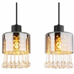 Suspension Verre Fumé-Luminaires Globo Lighting Suspension Globo HENDRY Noir, 4 lumières