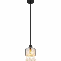 Suspension Verre Fumé-Luminaires Globo Lighting Suspension Globo HENDRY Noir, 1 lumière