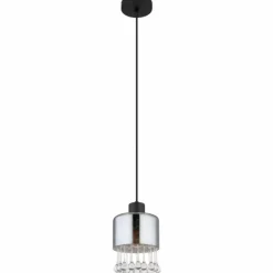 Suspension Verre Fumé-Luminaires Globo Lighting Suspension Globo HENDRY Noir, 1 lumière