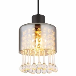 Suspension Verre Fumé-Luminaires Globo Lighting Suspension Globo HENDRY Noir, 1 lumière