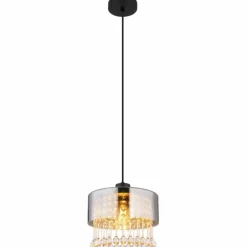 Suspension Verre Fumé-Luminaires Globo Lighting Suspension Globo HENDRY Noir, 1 lumière
