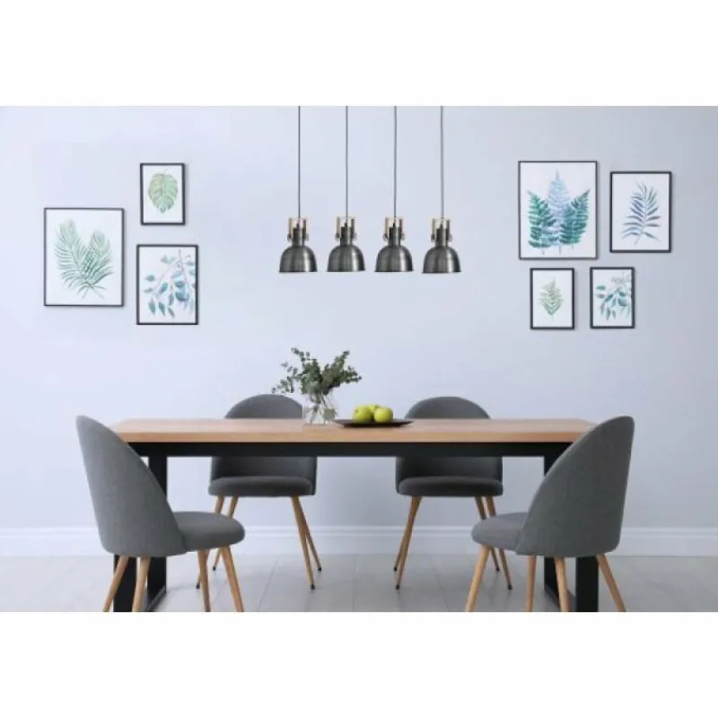 Lampes En Bois-Luminaires Globo Lighting Suspension Globo HERMI Ancien, Écru, 4 lumières