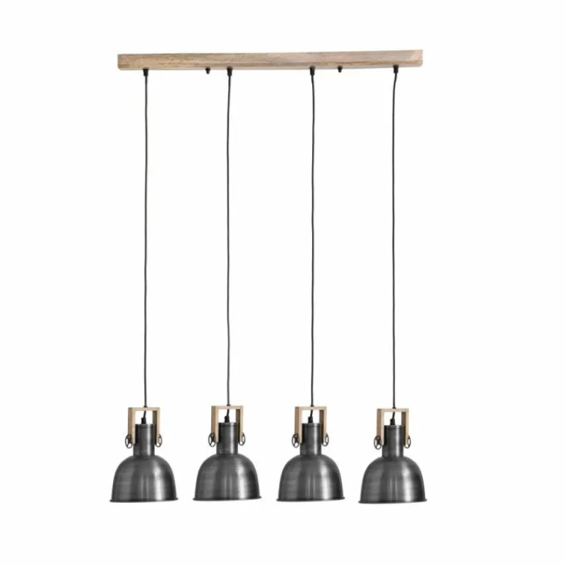 Lampes En Bois-Luminaires Globo Lighting Suspension Globo HERMI Ancien, Écru, 4 lumières