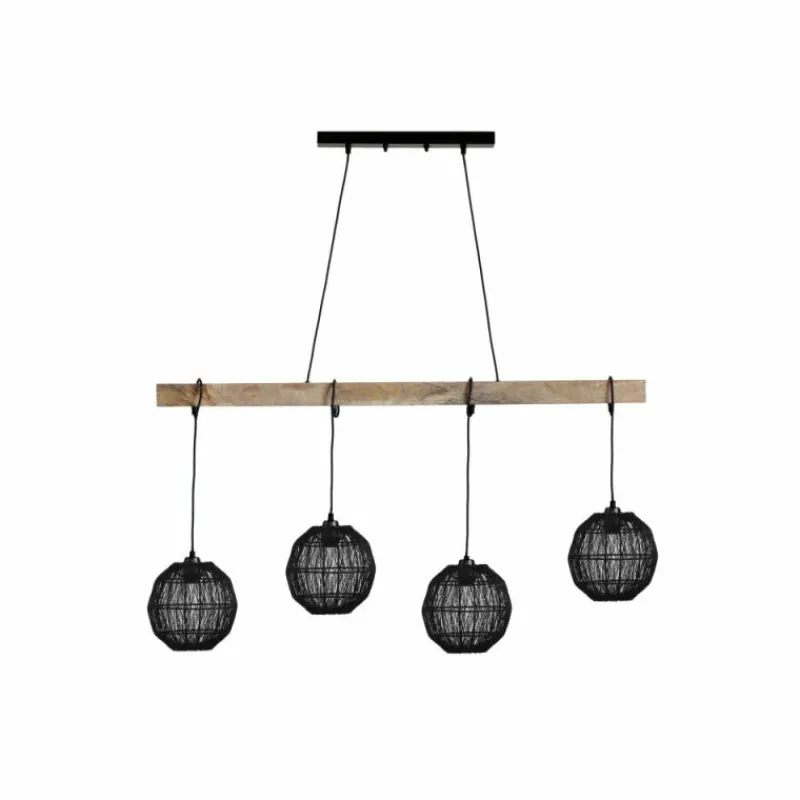 Lampes En Bois-Luminaires Globo Lighting Suspension Globo HERMI Écru, Noir, 4 lumières