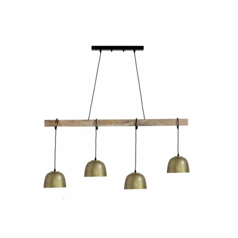 Lampes En Bois-Luminaires Globo Lighting Suspension Globo HERMI Vieux laiton, Écru, 4 lumières
