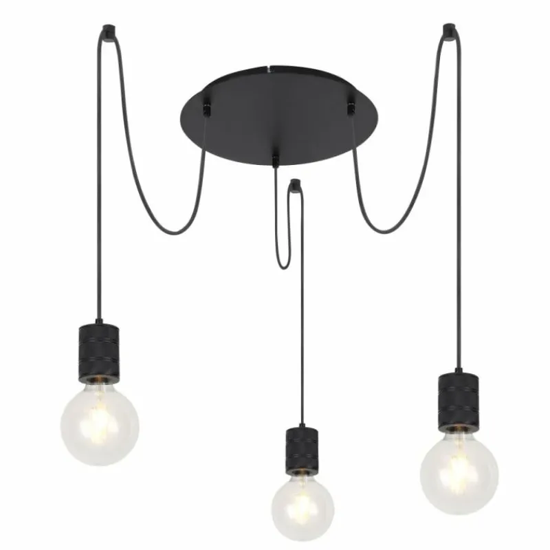 Luminaires Globo Lighting Suspension Globo HERMINE Noir, 3 lumières* Suspensions