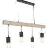 Lampes Vintages & Rétros-Luminaires Globo Lighting Suspension Globo HERMINE Brun, Bois clair, Noir, 4 lumières