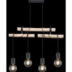 Luminaires Scandinaves-Luminaires Globo Lighting Suspension Globo HERMINE Noir, 4 lumières