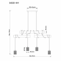 Luminaires Scandinaves-Luminaires Globo Lighting Suspension Globo HERMINE Noir, 4 lumières