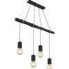 Lampes En Bois-Luminaires Globo Lighting Suspension Globo HERMINE Noir, 4 lumières