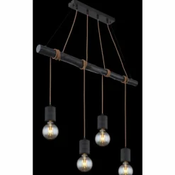 Lampes En Bois-Luminaires Globo Lighting Suspension Globo HERMINE Noir, 4 lumières