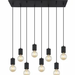 Luminaires Globo Lighting Suspension Globo HERMINE Noir, 8 lumières* Suspensions