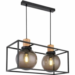 Suspension Verre Fumé-Luminaires Globo Lighting Suspension Globo HILKO Noir, 2 lumières