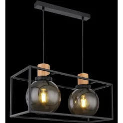Suspension Verre Fumé-Luminaires Globo Lighting Suspension Globo HILKO Noir, 2 lumières