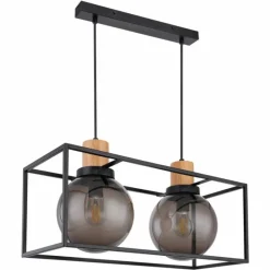 Suspension Verre Fumé-Luminaires Globo Lighting Suspension Globo HILKO Noir, 2 lumières