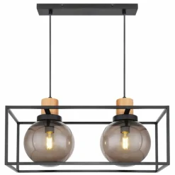 Suspension Verre Fumé-Luminaires Globo Lighting Suspension Globo HILKO Noir, 2 lumières