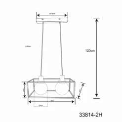 Suspension Verre Fumé-Luminaires Globo Lighting Suspension Globo HILKO Noir, 2 lumières