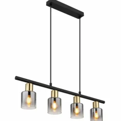 Suspension Verre Fumé-Luminaires Globo Lighting Suspension Globo HOLLSY Noir, 4 lumières