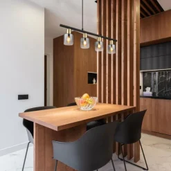 Suspension Verre Fumé-Luminaires Globo Lighting Suspension Globo HOLLSY Noir, 4 lumières