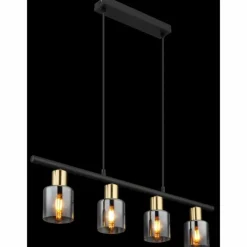 Suspension Verre Fumé-Luminaires Globo Lighting Suspension Globo HOLLSY Noir, 4 lumières