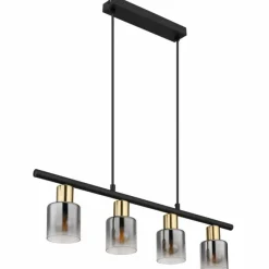 Suspension Verre Fumé-Luminaires Globo Lighting Suspension Globo HOLLSY Noir, 4 lumières