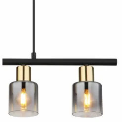 Suspension Verre Fumé-Luminaires Globo Lighting Suspension Globo HOLLSY Noir, 4 lumières