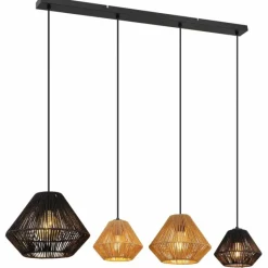 Lampes Vintages & Rétros-Luminaires Globo Lighting Suspension Globo HOUDINI Noir, 4 lumières