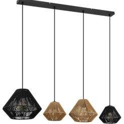 Lampes Vintages & Rétros-Luminaires Globo Lighting Suspension Globo HOUDINI Noir, 4 lumières