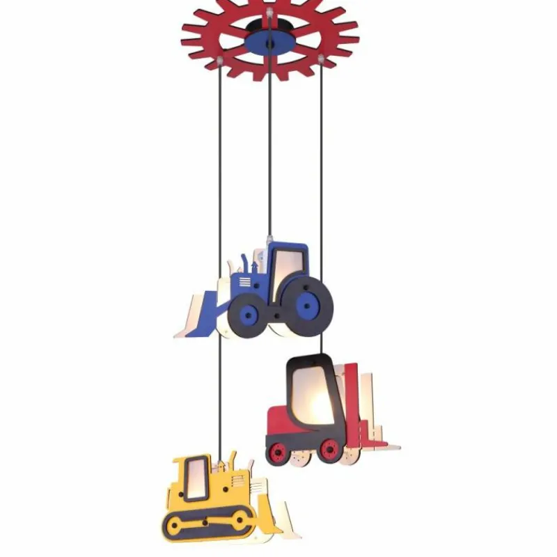 Lampes En Bois-Luminaires Globo Lighting Suspension Globo HUNKEL Rouge, 3 lumières