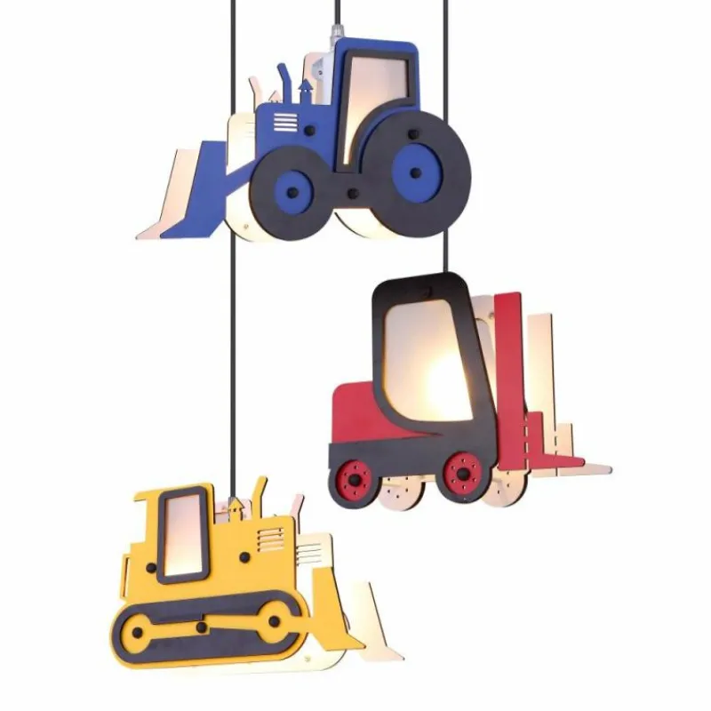 Lampes En Bois-Luminaires Globo Lighting Suspension Globo HUNKEL Rouge, 3 lumières