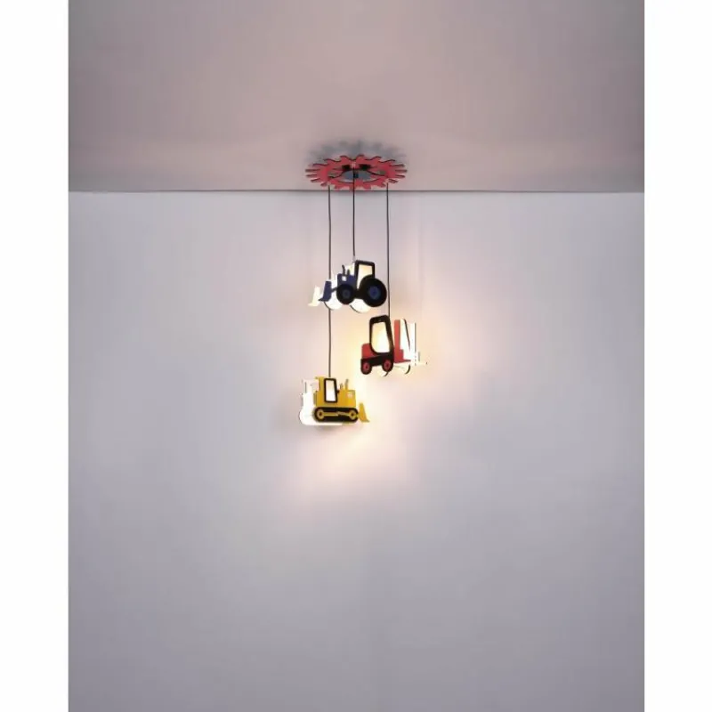 Lampes En Bois-Luminaires Globo Lighting Suspension Globo HUNKEL Rouge, 3 lumières