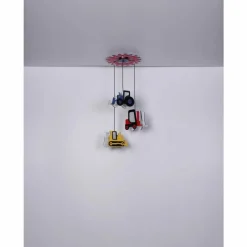 Lampes En Bois-Luminaires Globo Lighting Suspension Globo HUNKEL Rouge, 3 lumières