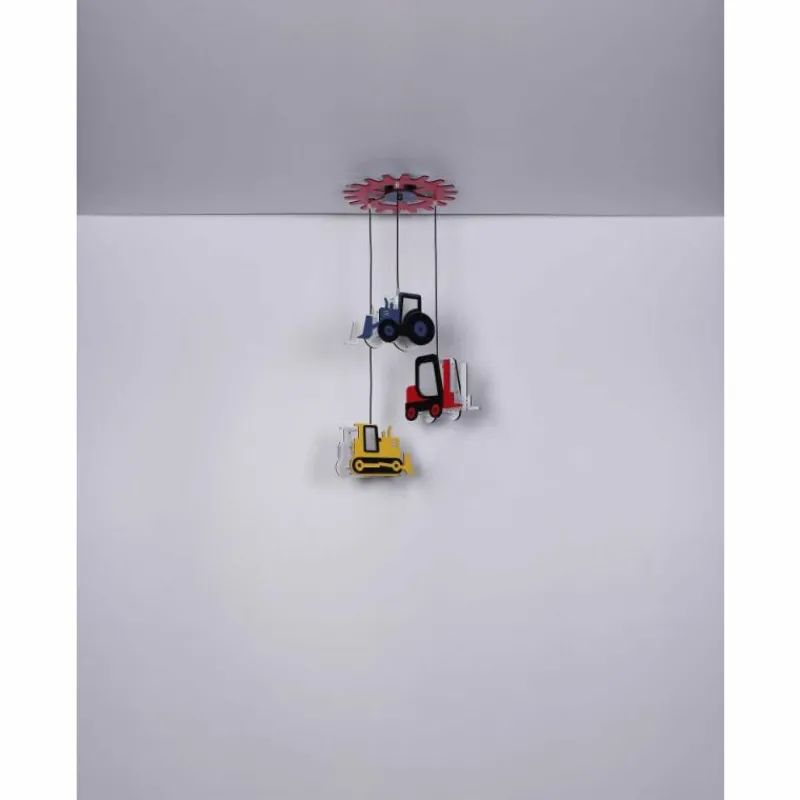 Lampes En Bois-Luminaires Globo Lighting Suspension Globo HUNKEL Rouge, 3 lumières