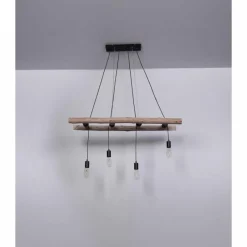 Lampes Vintages & Rétros-Luminaires Globo Lighting Suspension Globo IRMGARD Bois clair, Noir, 4 lumières