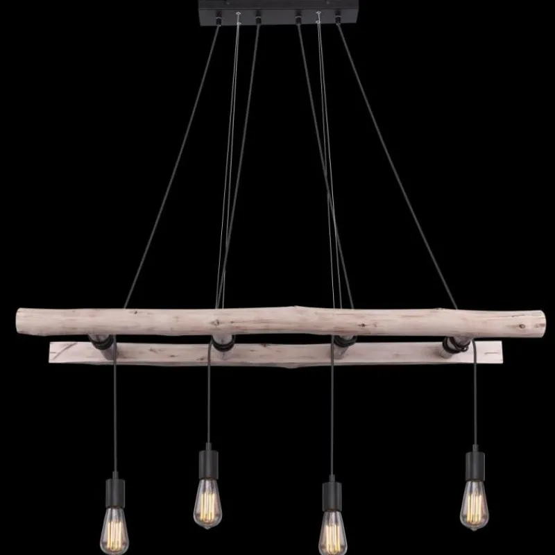 Lampes Vintages & Rétros-Luminaires Globo Lighting Suspension Globo IRMGARD Bois clair, Noir, 4 lumières