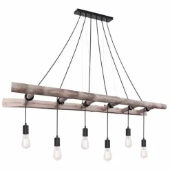 Lampes Vintages & Rétros-Luminaires Globo Lighting Suspension Globo IRMGARD Bois clair, Noir, 6 lumières