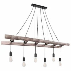 Lampes Vintages & Rétros-Luminaires Globo Lighting Suspension Globo IRMGARD Bois clair, Noir, 6 lumières