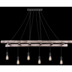Lampes Vintages & Rétros-Luminaires Globo Lighting Suspension Globo IRMGARD Bois clair, Noir, 6 lumières