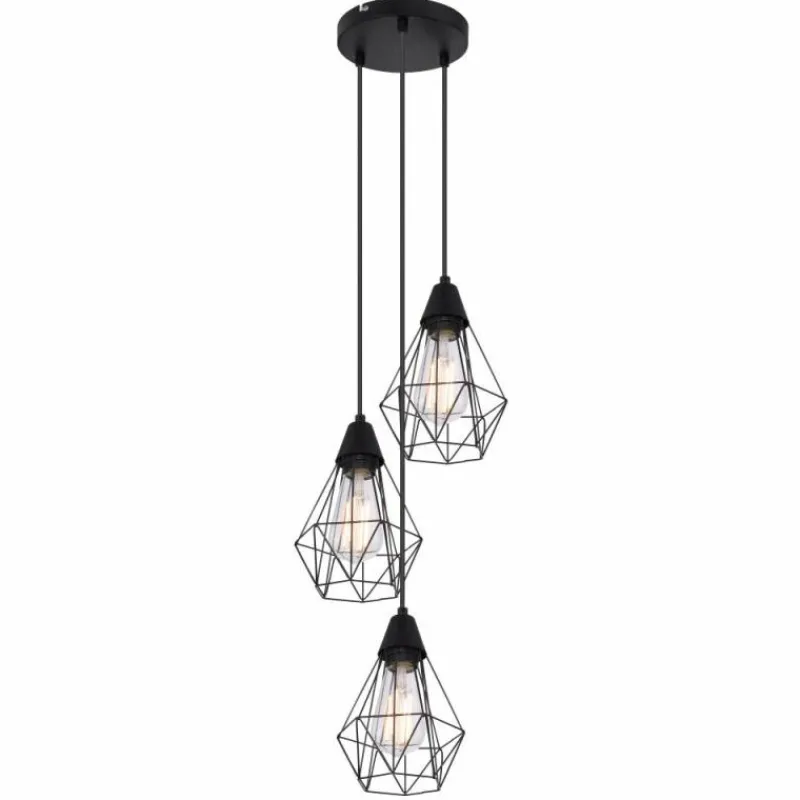Lampes Vintages & Rétros-Luminaires Globo Lighting Suspension Globo ISABELLA Noir, 3 lumières