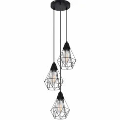 Lampes Vintages & Rétros-Luminaires Globo Lighting Suspension Globo ISABELLA Noir, 3 lumières