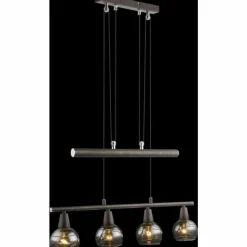Luminaires Antiques-Luminaires Globo Lighting Suspension Globo Isla LED Bronze, 4 lumières