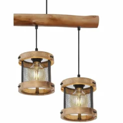 Lampes En Bois-Luminaires Globo Lighting Suspension Globo JEANIE Bois foncé, Noir, 4 lumières